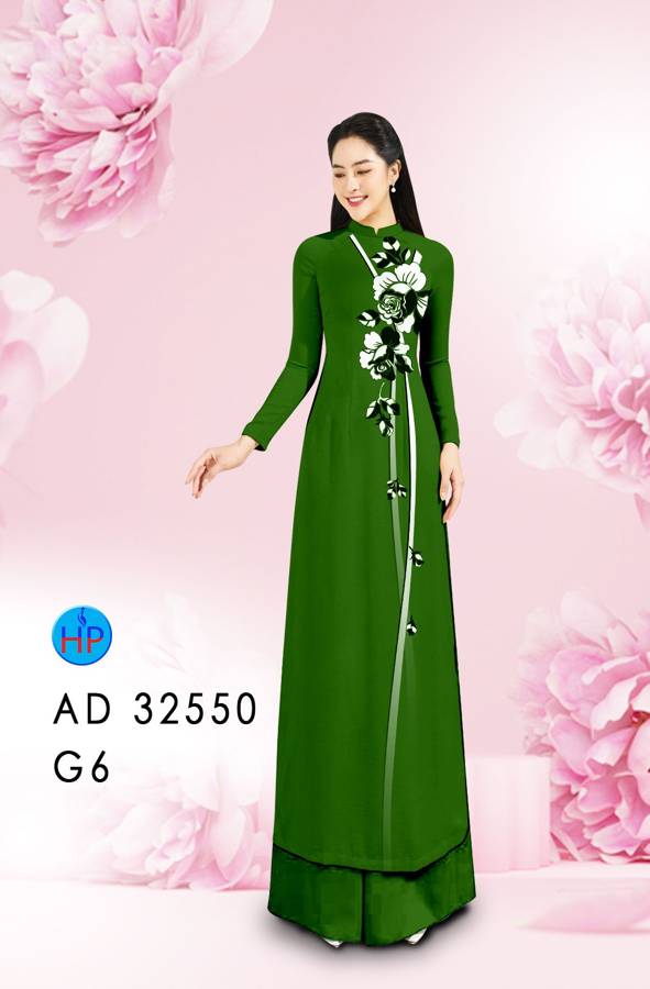 Vải Áo Dài Hoa In 3D AD 32550 9